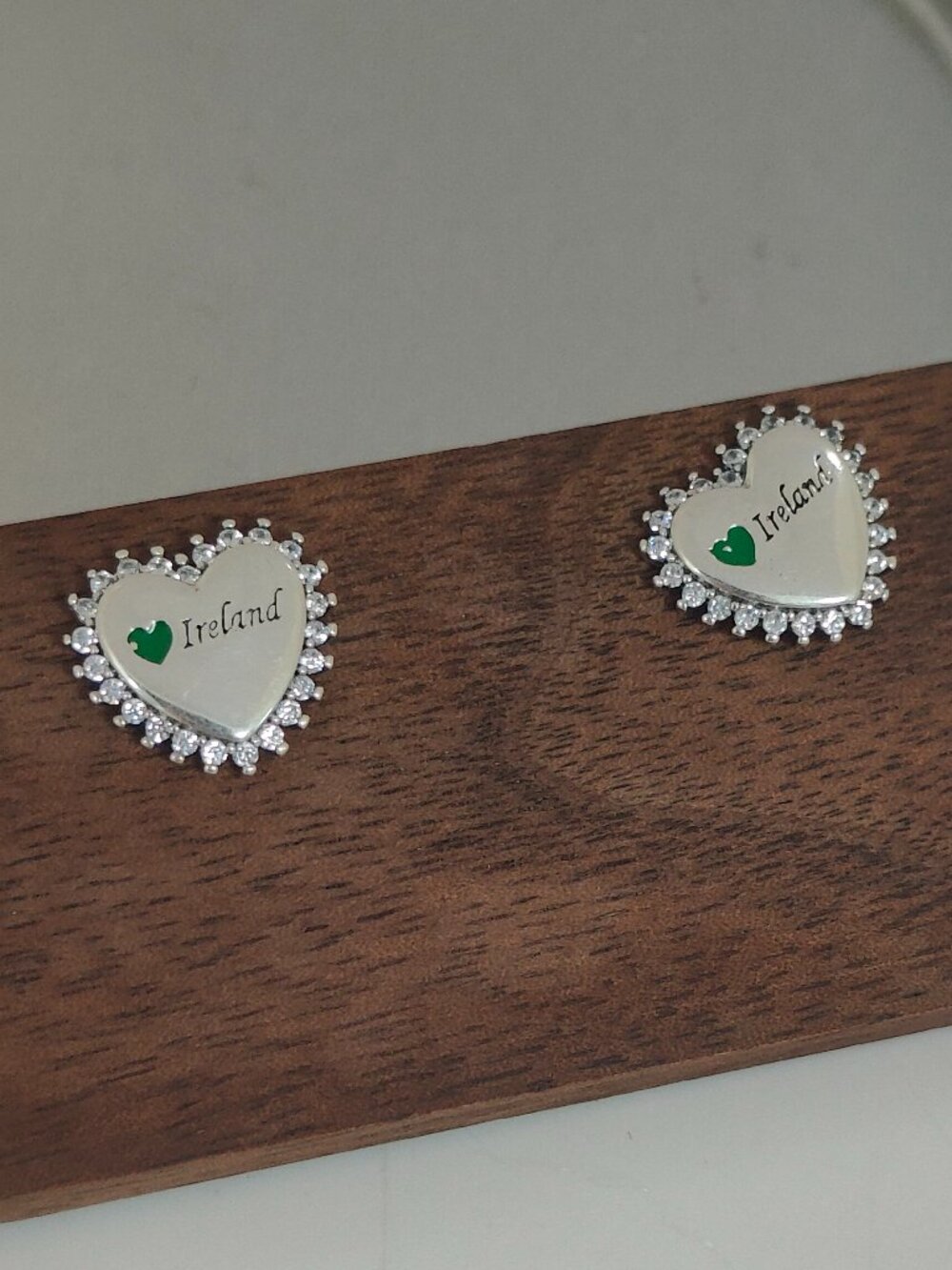 I Love Ireland Travel Vacation Heart Stud Earring Exclusive Designed S925 Silver